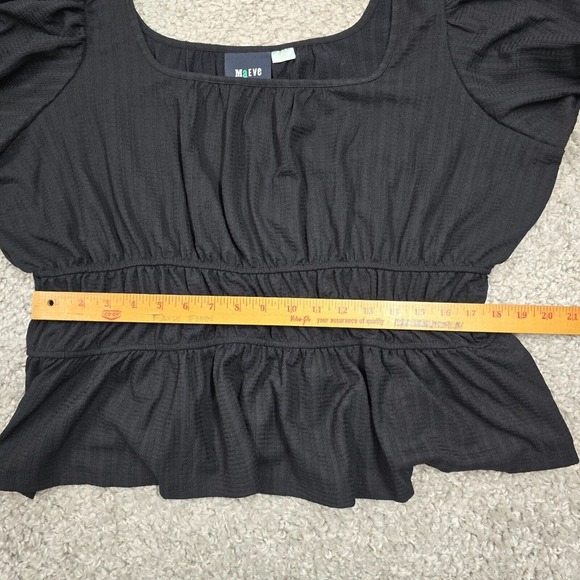 Maeve Top Women 3X Black Pullover Puff Sleeve Stretch Minimalist Anthropologie - Picture 10 of 12